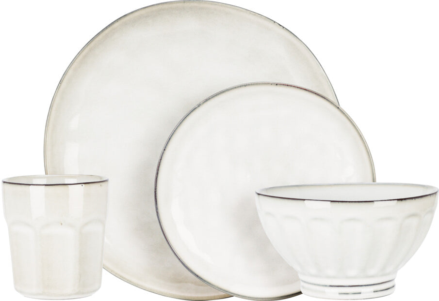 Bianca servisesett 16 deler og 4pk riflet vannglass