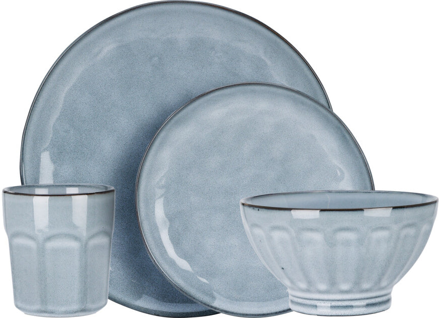 Bianca servisesett 16 deler og 4pk riflet vannglass