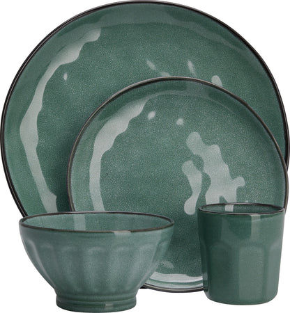 Bianca servisesett 16 deler og 4pk riflet vannglass